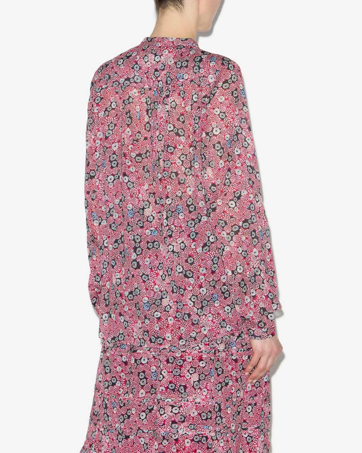 Maria blouse in printed cotton voile - Raspberry-black - Woman - 4