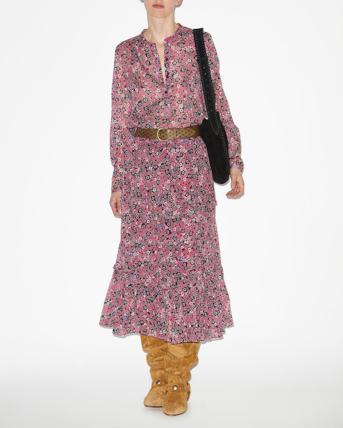 Maria blouse in printed cotton voile - Raspberry-black - Woman - 1