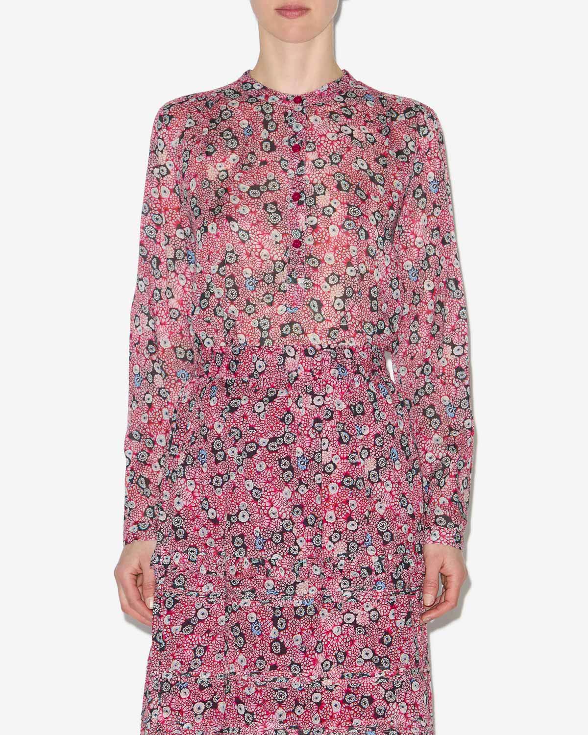 Maria blouse in printed cotton voile - Raspberry-black - Woman - 3