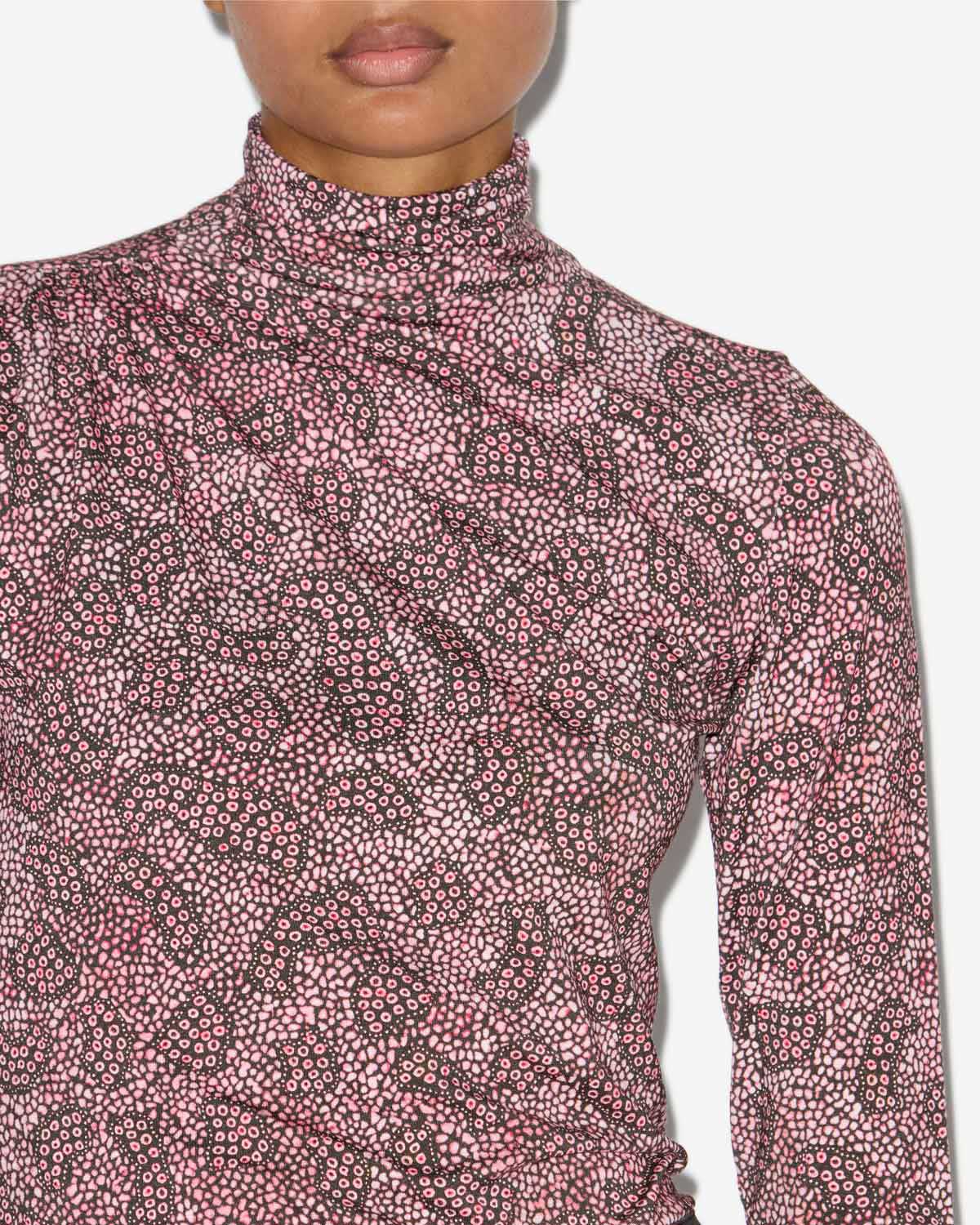 Top lou in jersey stampato a collo alto - Antik pink-black - Woman - 2