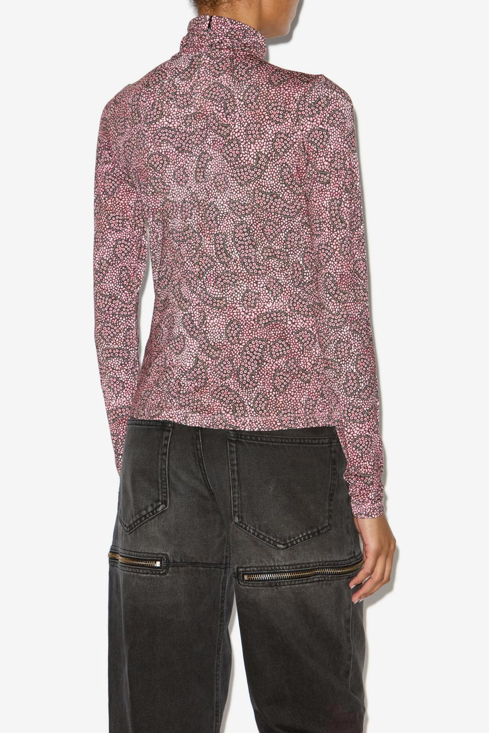 루(lou) 저지 프린트 터틀넥 탑 - Antik pink-black - Woman - 5