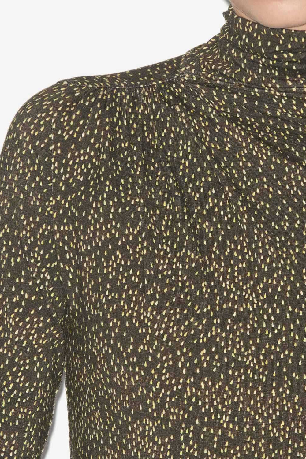 루(lou) 저지 프린트 터틀넥 탑 - Dark khaki-lime - Woman - 3