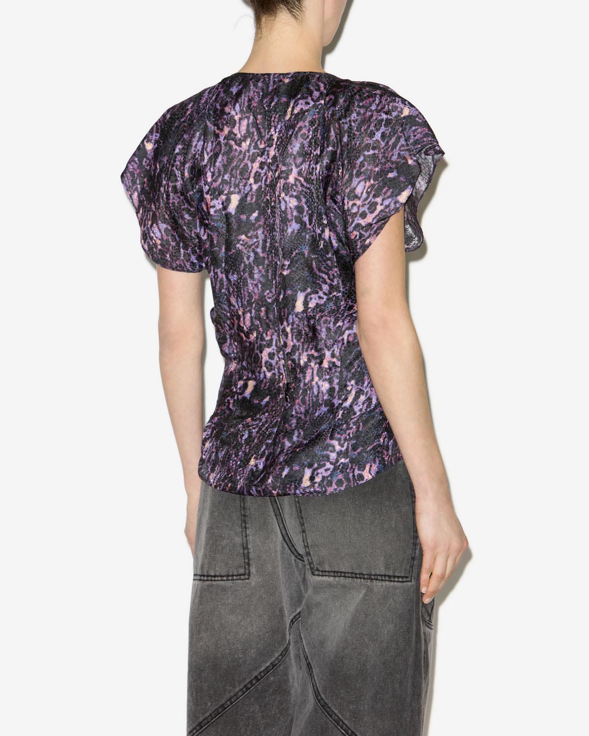 Lonea printed flowing top - Dark plum - Woman - 4