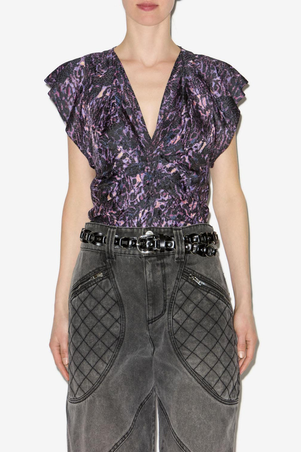 Top lonea fluido estampado - Dark plum - Woman - 4