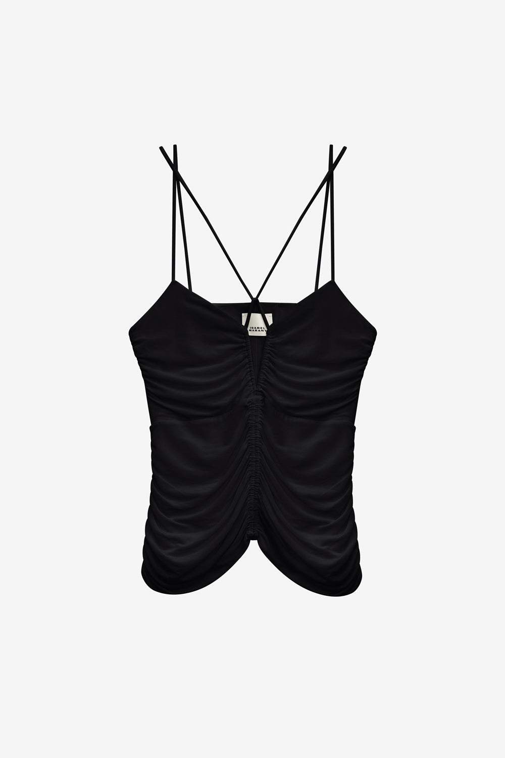 Top leila de punto fruncido con tirantes - Negro - Woman - 1