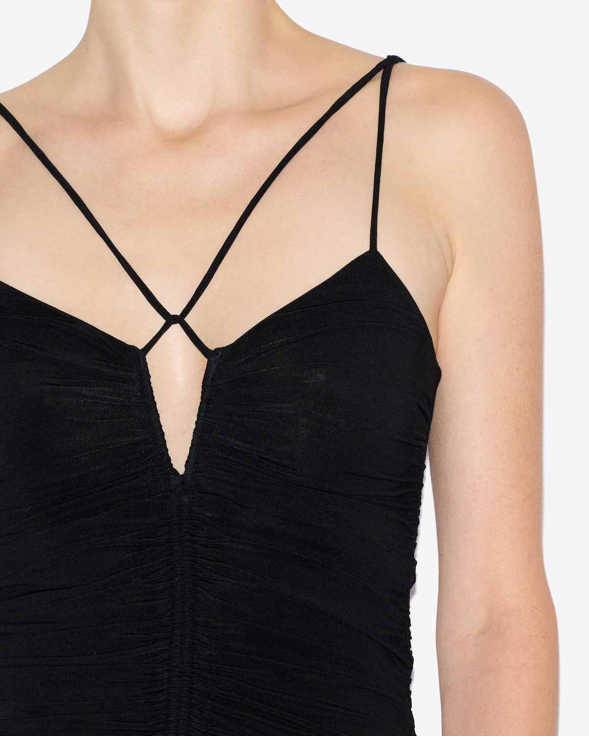 Top leila de punto fruncido con tirantes - Negro - Woman - 2