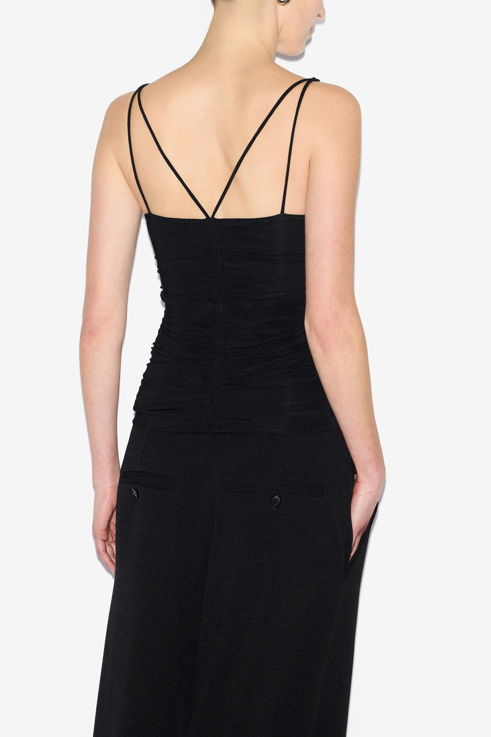 Top leila de punto fruncido con tirantes - Negro - Woman - 5