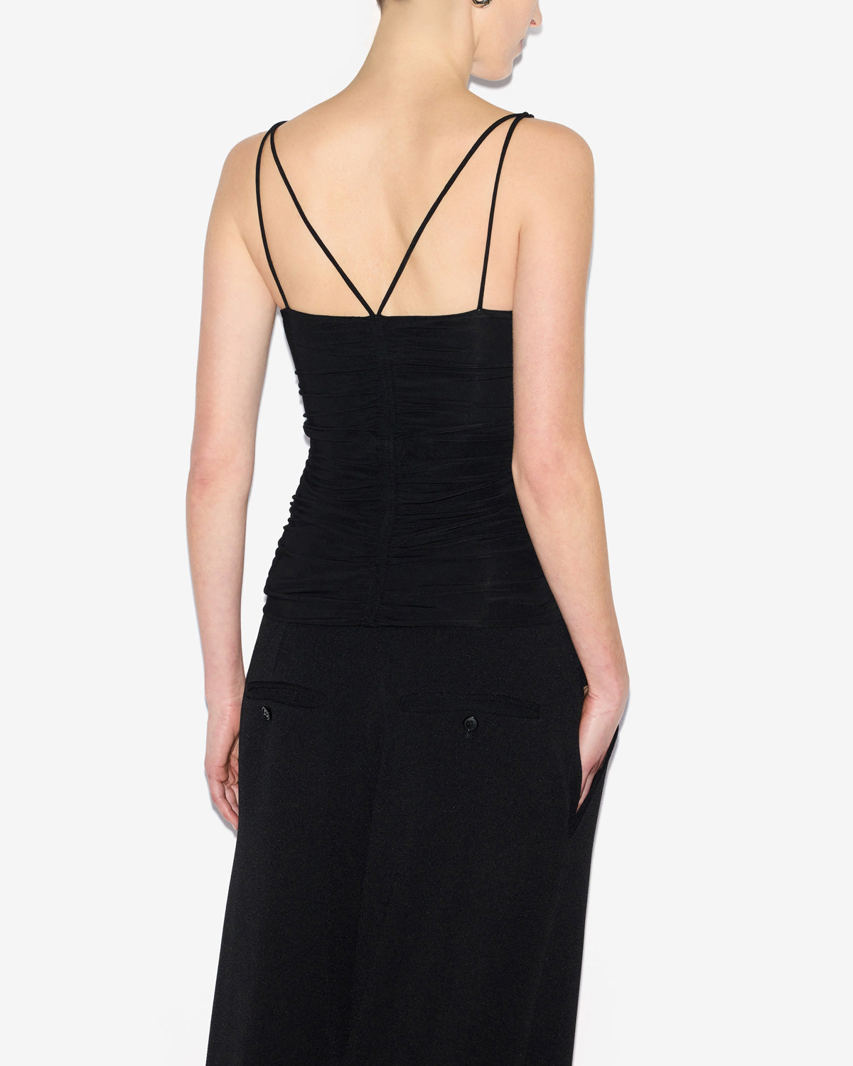 Top leila de punto fruncido con tirantes - Negro - Woman - 4