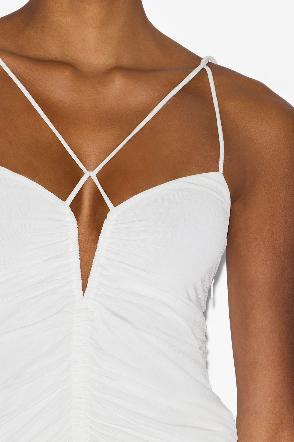 Top leila de punto fruncido con tirantes - Blanco - Woman - 3