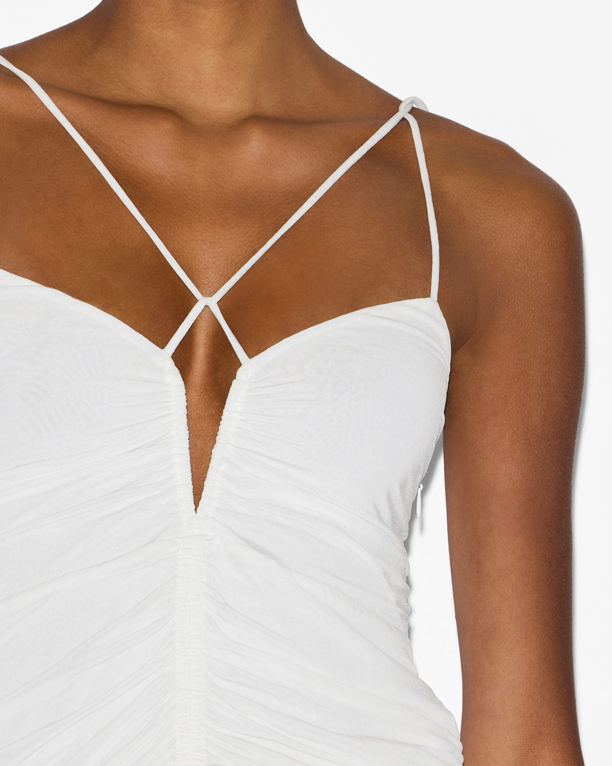 레일라(leila) 스트랩이 달린 저지 개더 주름 탑 - 하얀색 - Woman - 2