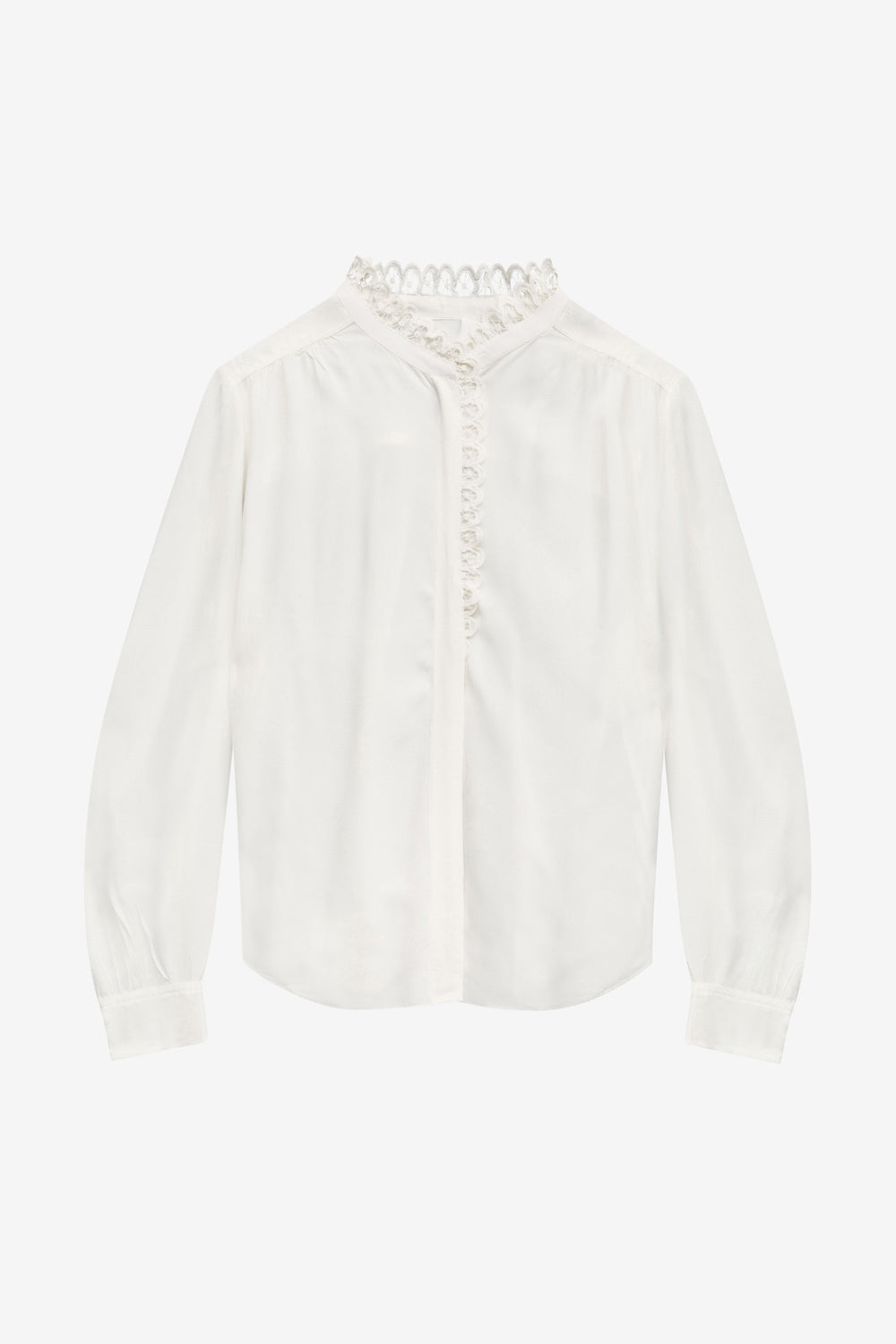 Blusa estela lisa de crepé con bordado inglés - Blanco - Woman - 1