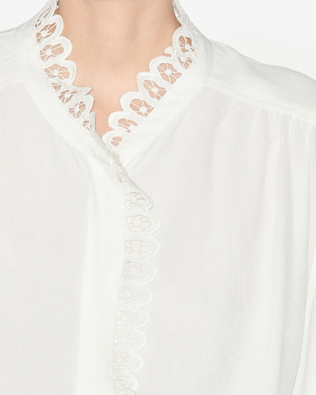 Blouse estela en crêpe uni à broderies anglaises - Blanc - Woman - 2