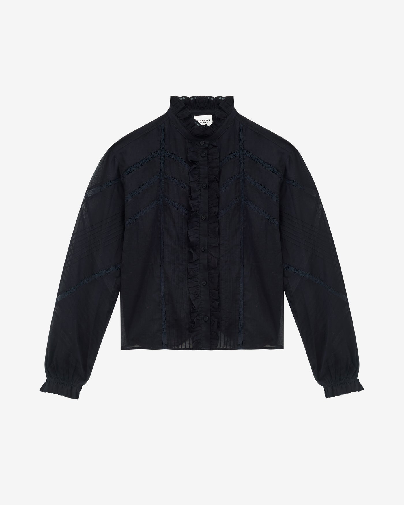 Gaia blouse in plain-colored cotton voile - Black - Woman - 5
