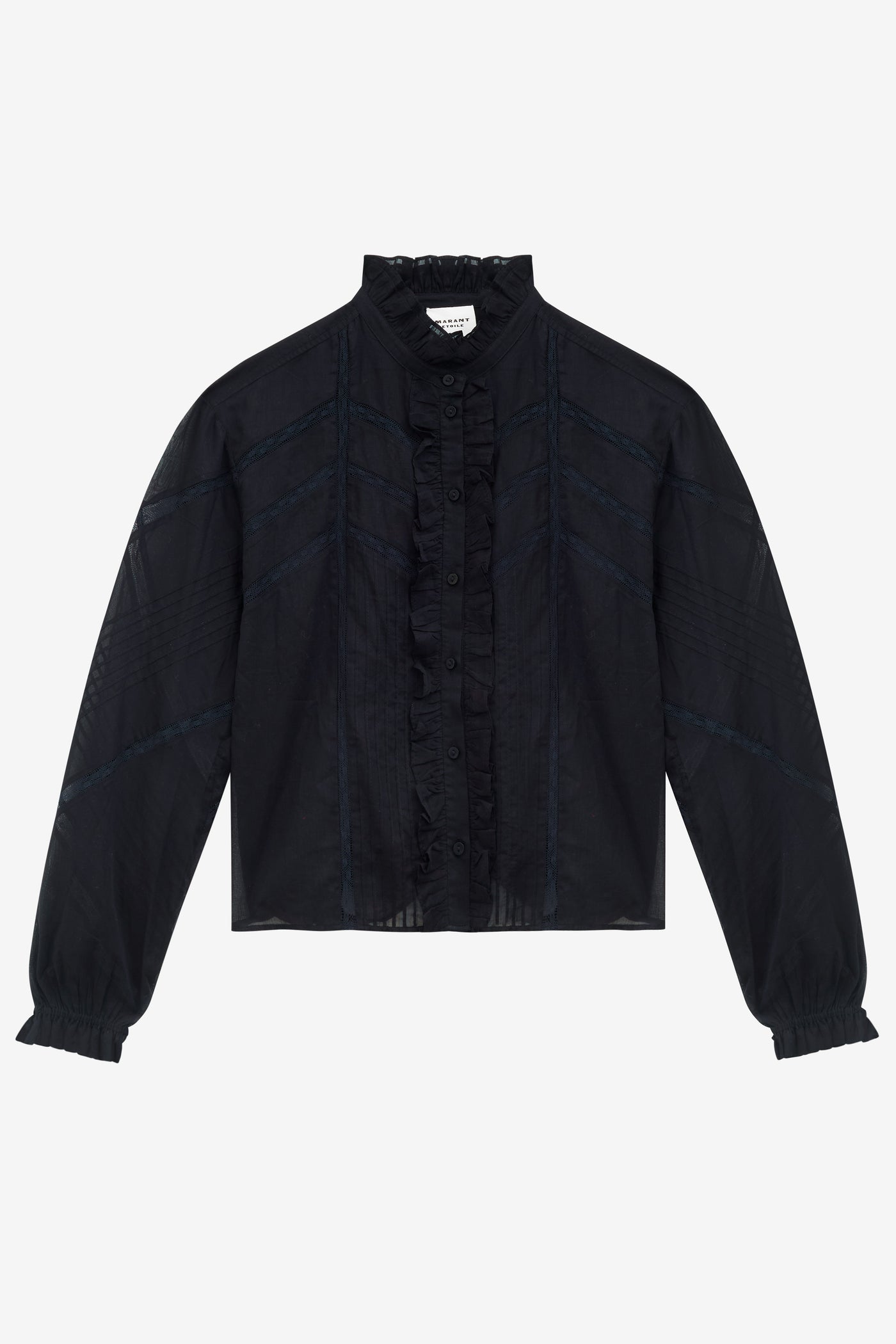 Blusa gaia de gasa de algodón lisa - Negro - Woman - 1
