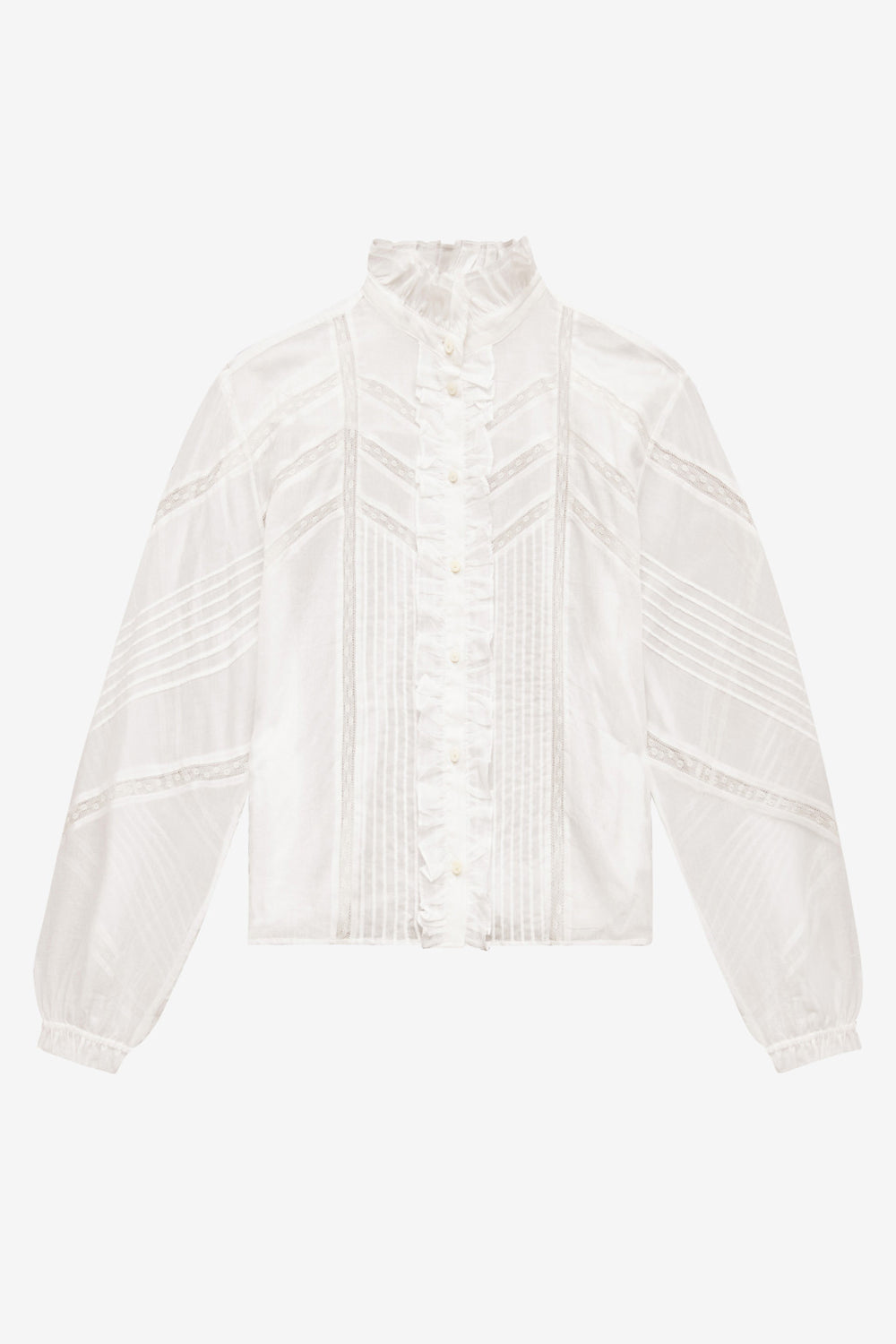 Blusa gaia de gasa de algodón lisa - Blanco - Woman - 1