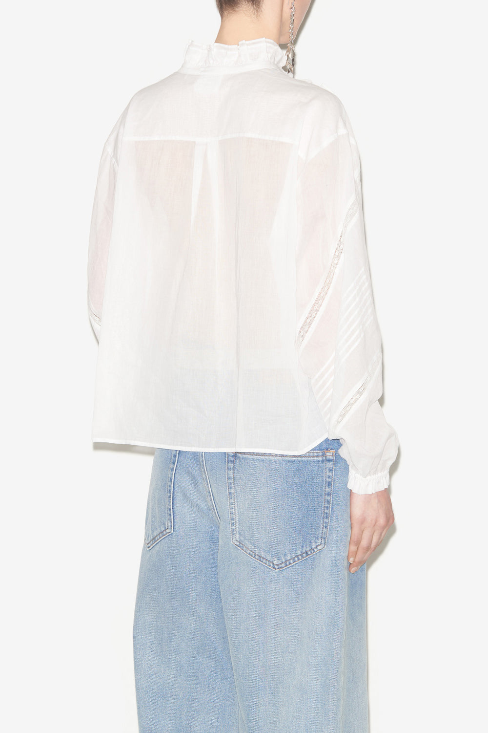 Blusa gaia de gasa de algodón lisa - Blanco - Woman - 5