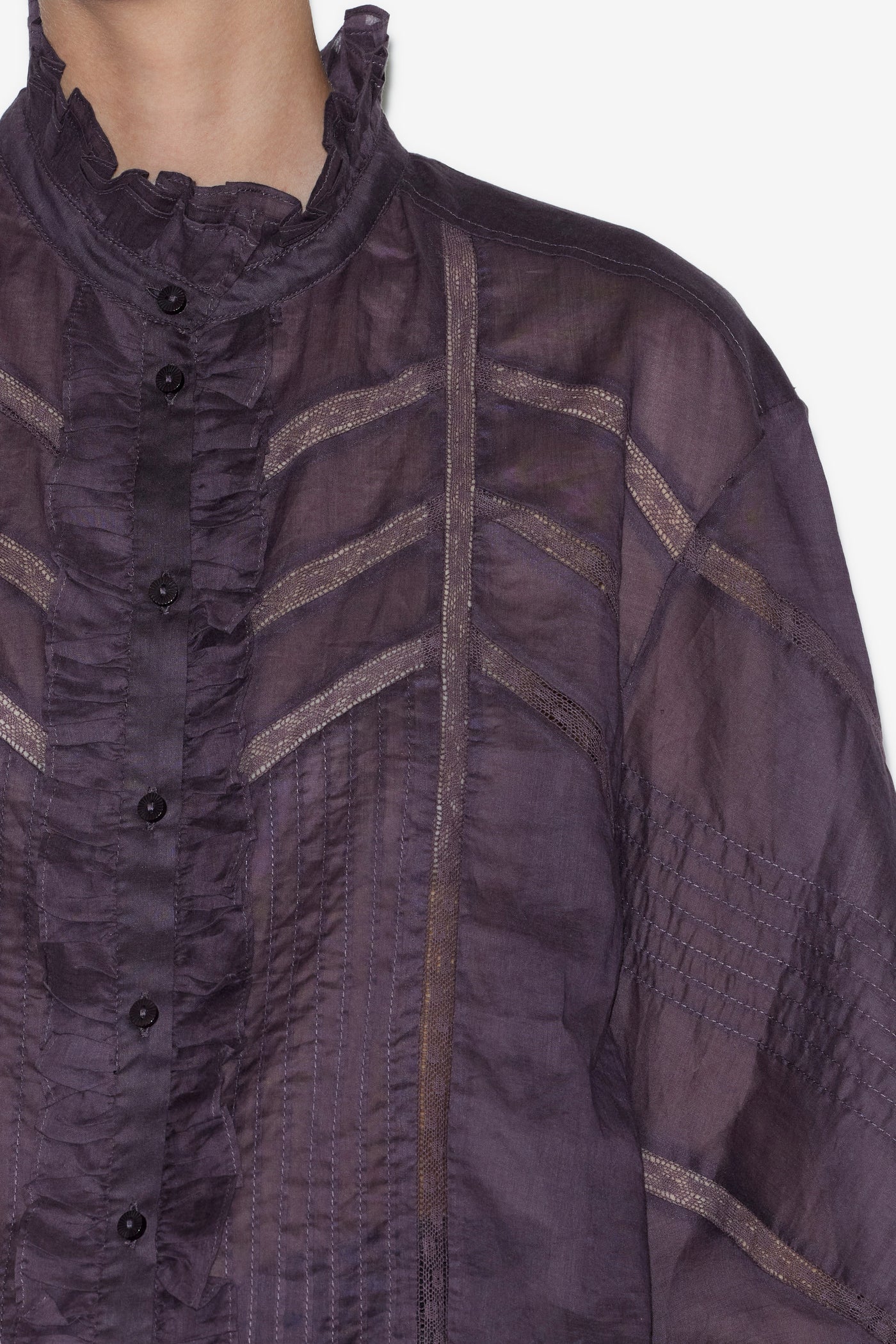 Blusa de gasa de algodón lisa gaia - Dark plum - Woman - 3