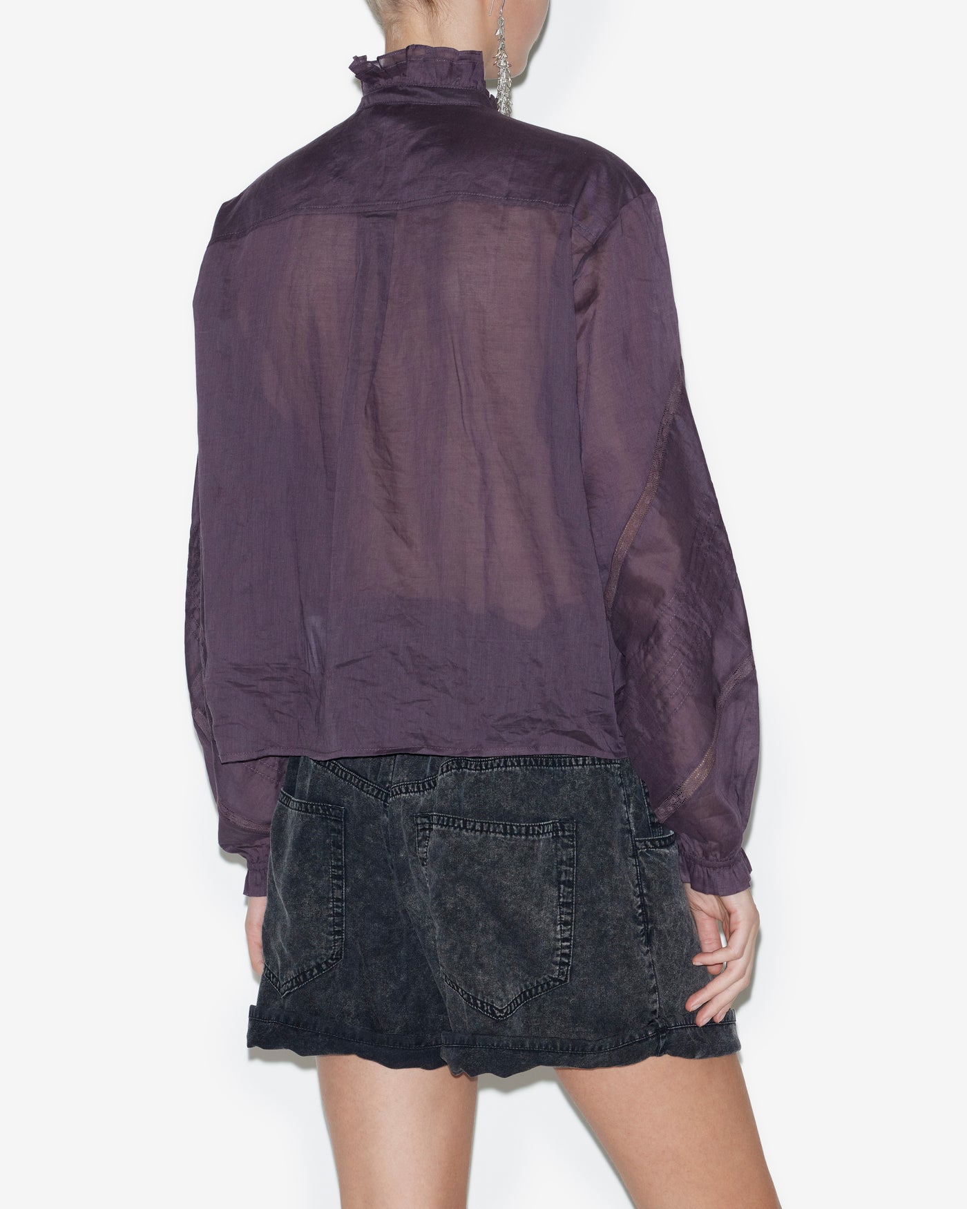 가이아(gaia) 플레인 코튼 보일 블라우스 - Dark plum - Woman - 4