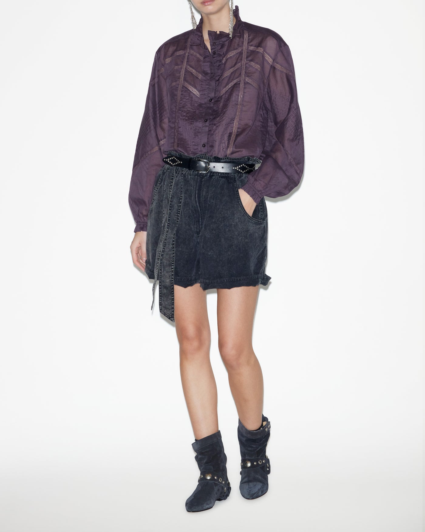 가이아(gaia) 플레인 코튼 보일 블라우스 - Dark plum - Woman - 1