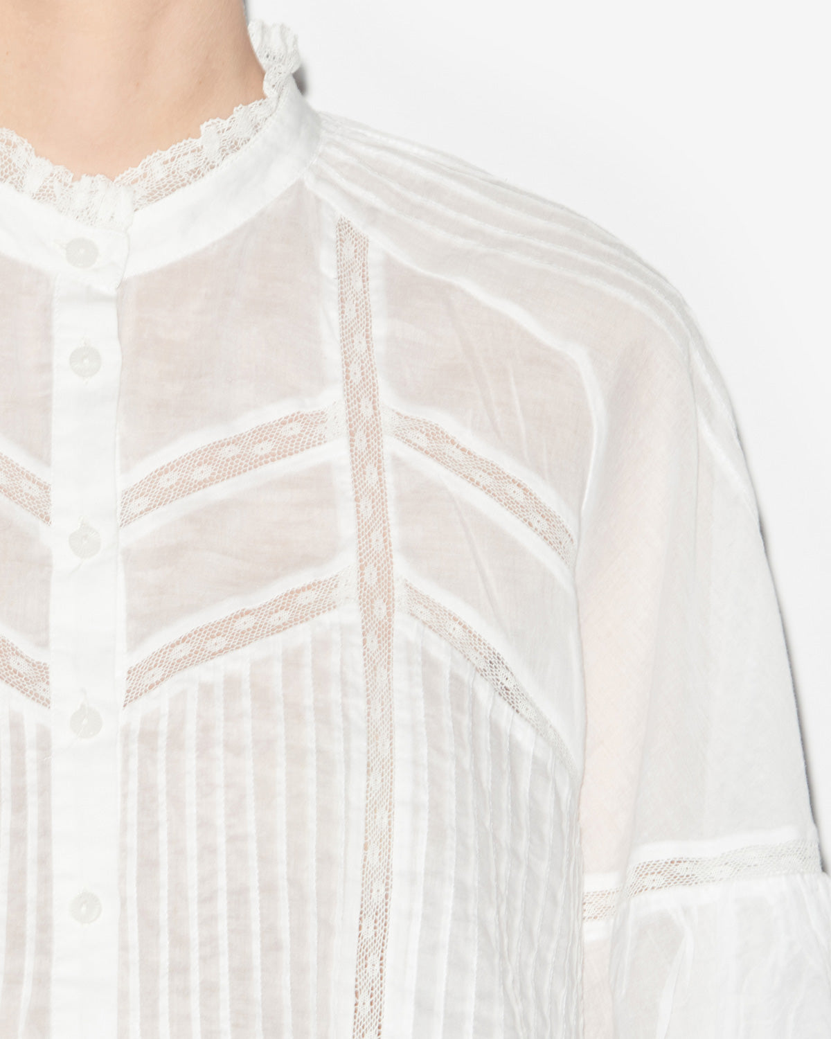 그라미(gramy) 플레인 코튼 보일 블라우스 - 하얀색 - Woman - 2