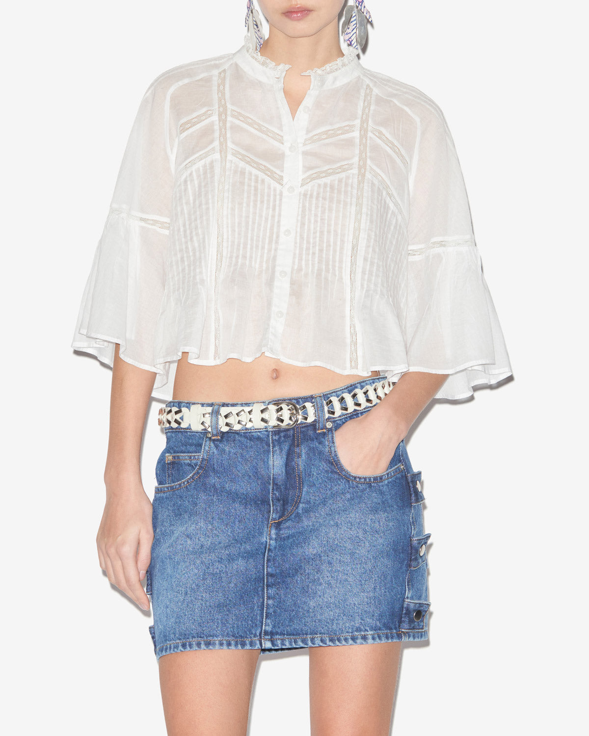 그라미(gramy) 플레인 코튼 보일 블라우스 - 하얀색 - Woman - 3