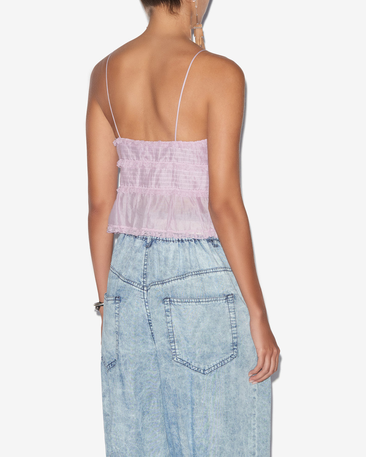 Top gloria en voile de coton uni à bretelles - Lilas - Woman - 4