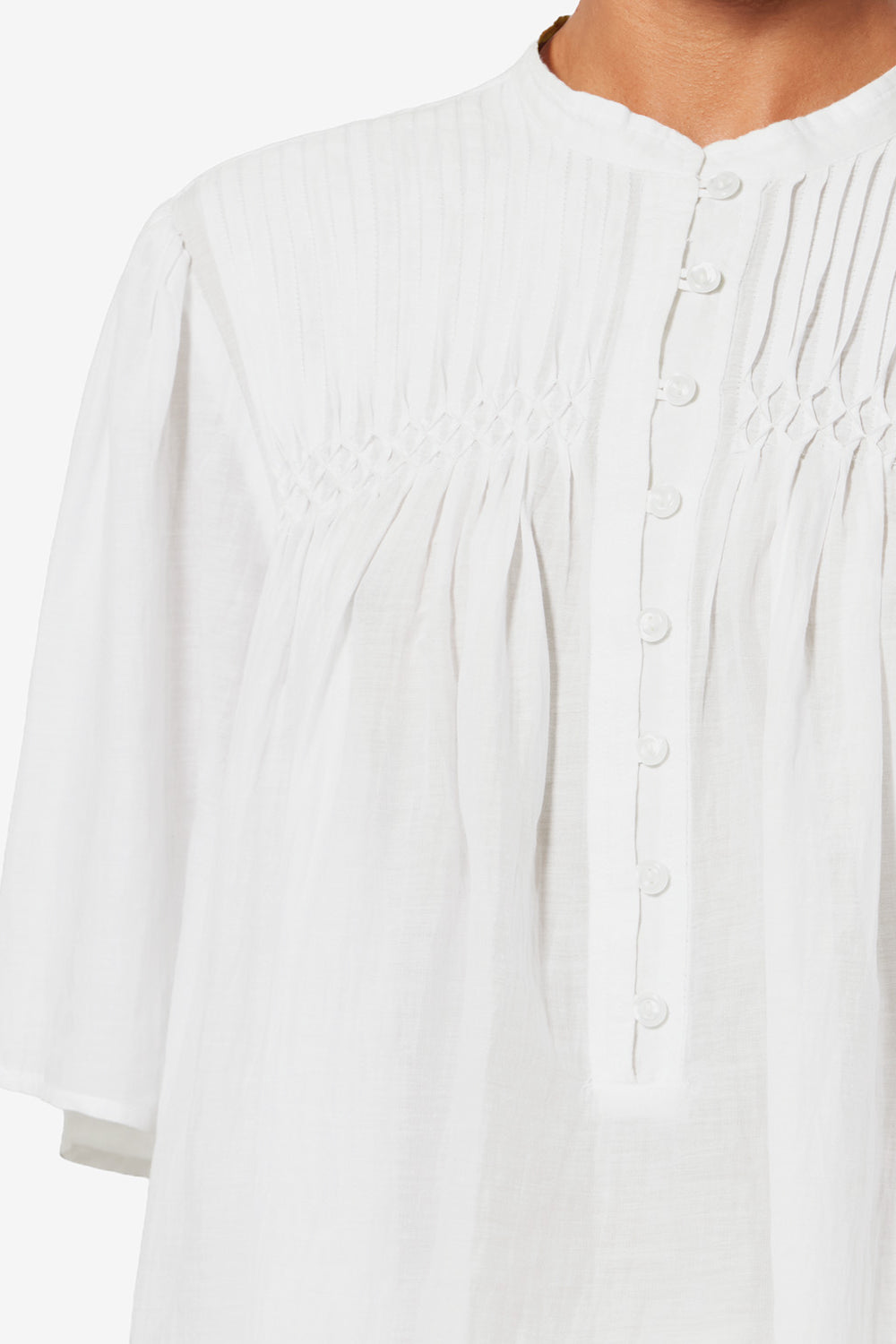 Top fruncido de voile de algodón destiny - Blanco - Woman - 3