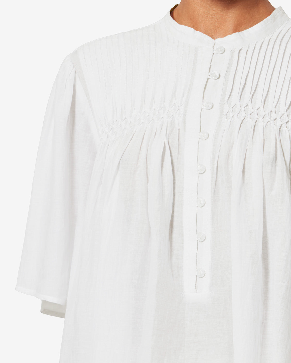 Top fruncido de voile de algodón destiny - Blanco - Woman - 2