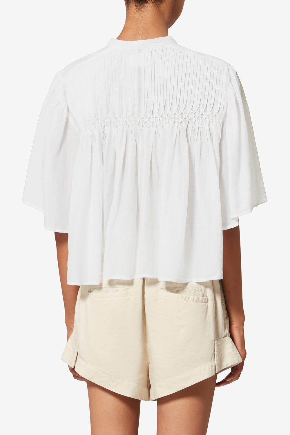 Top fruncido de voile de algodón destiny - Blanco - Woman - 5