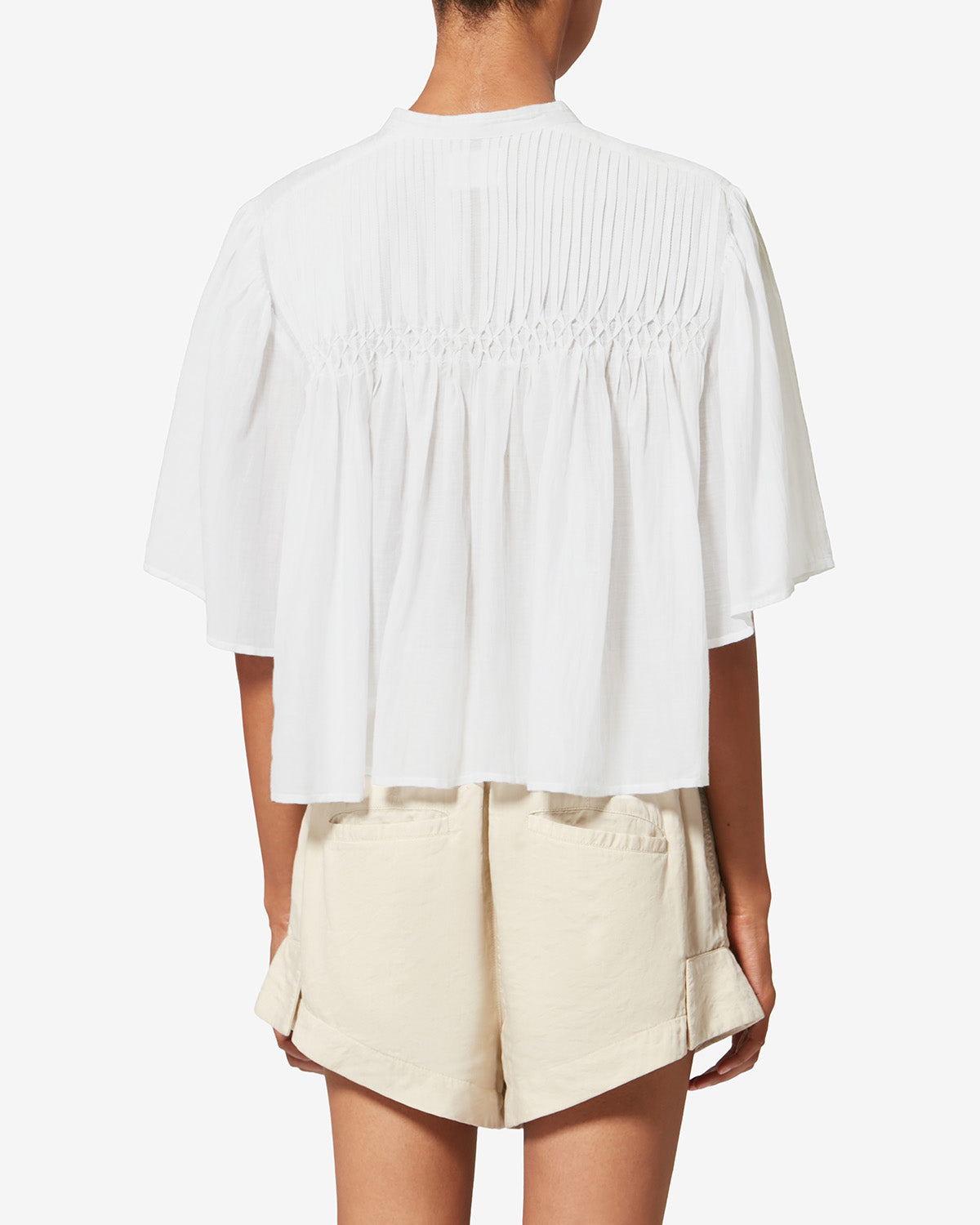 Top fruncido de voile de algodón destiny - Blanco - Woman - 4