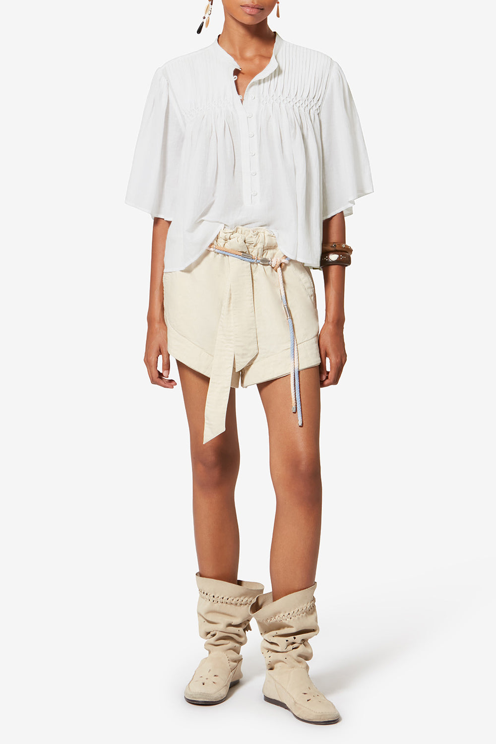 Top fruncido de voile de algodón destiny - Blanco - Woman - 2