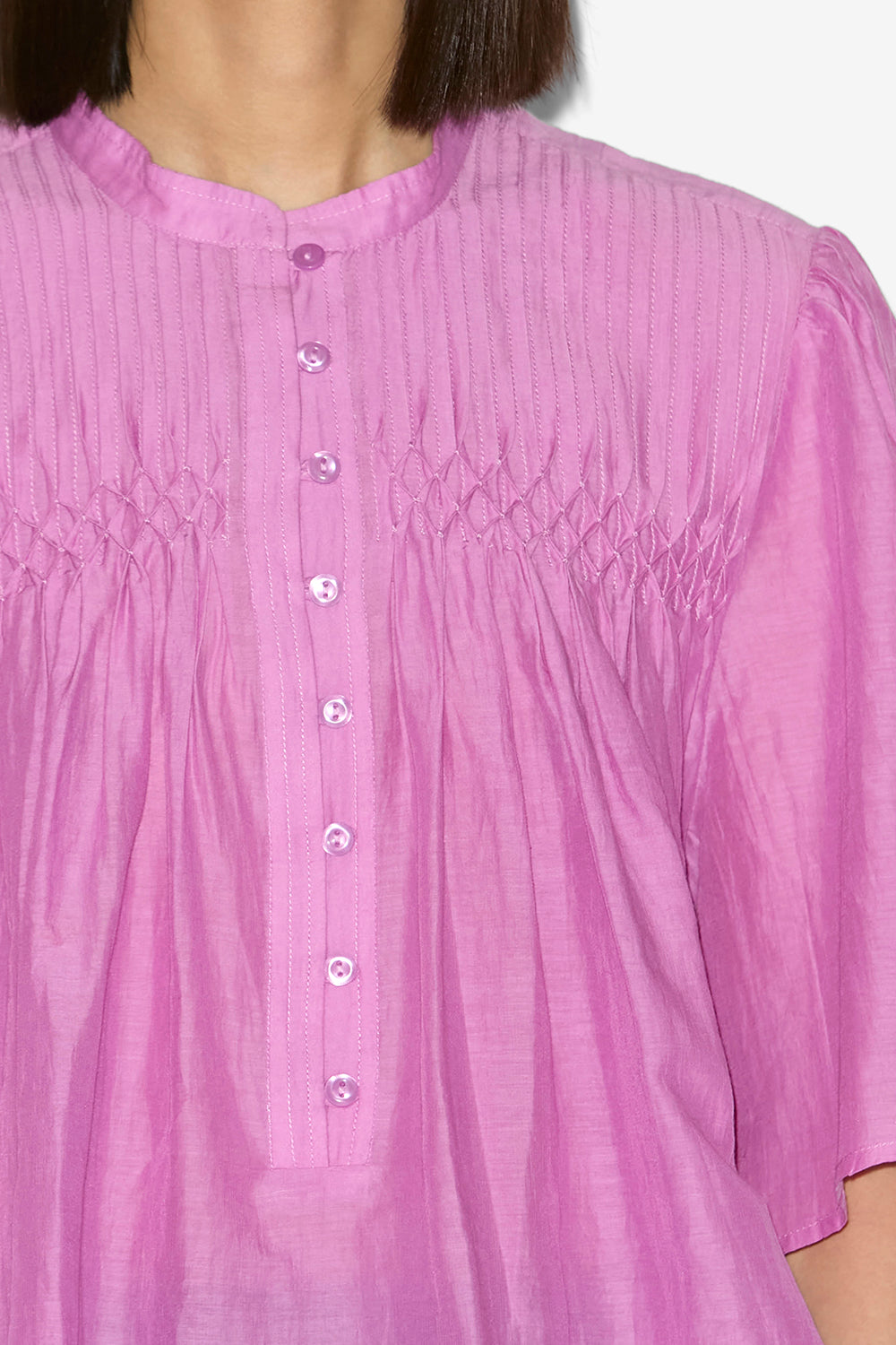 Top fruncido de gasa de algodón lisa destiny - Pink lavender - Woman - 3
