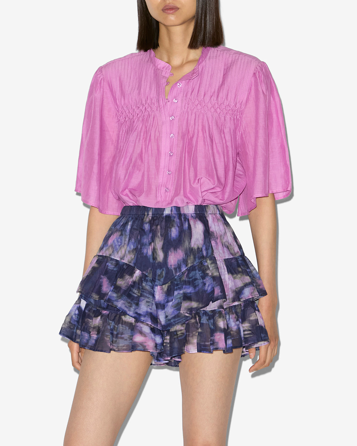 Top fruncido de gasa de algodón lisa destiny - Pink lavender - Woman - 3