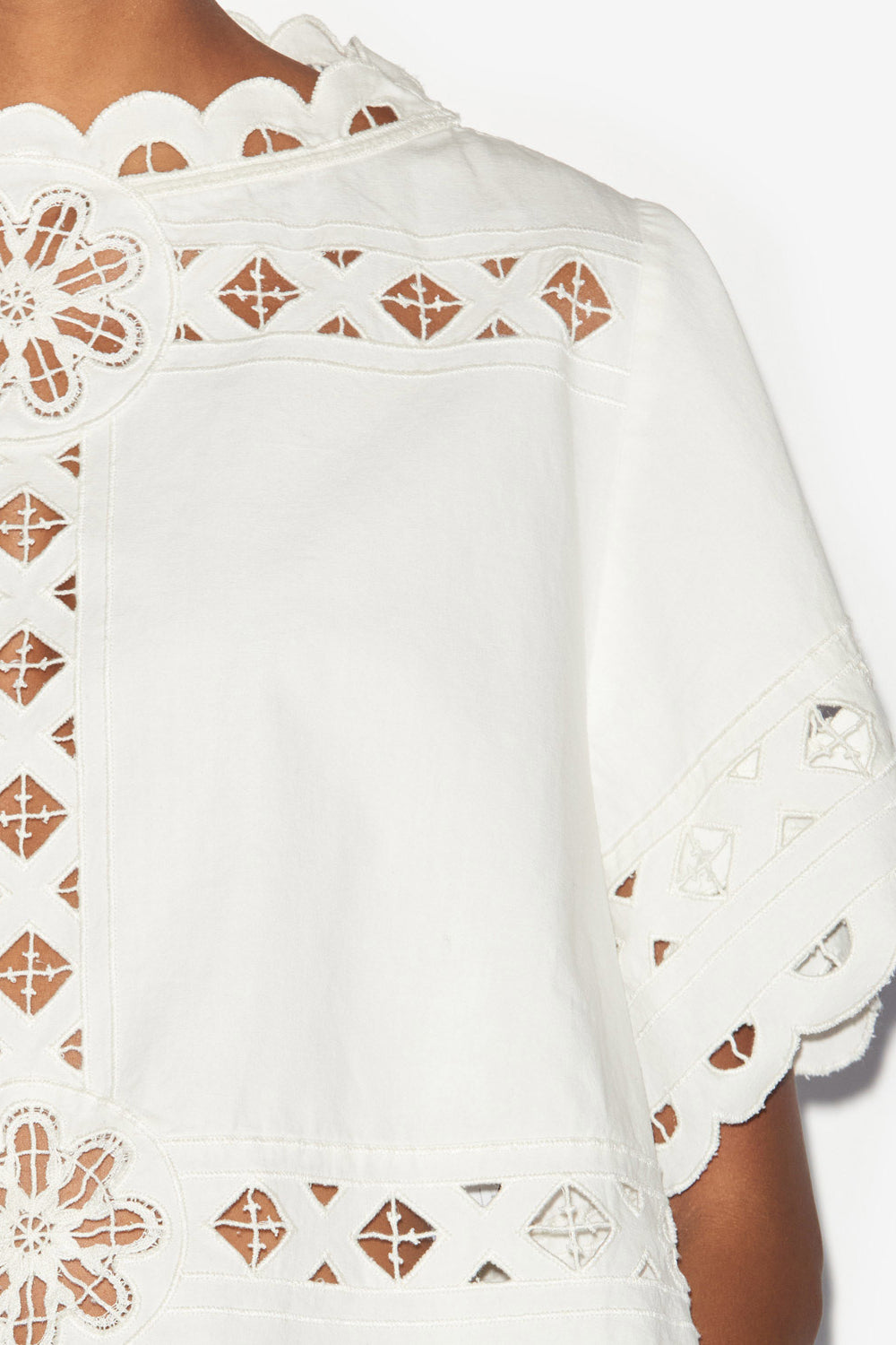 Top parissa en coton uni à broderies anglaises parissa  - Blanc - Woman - 3