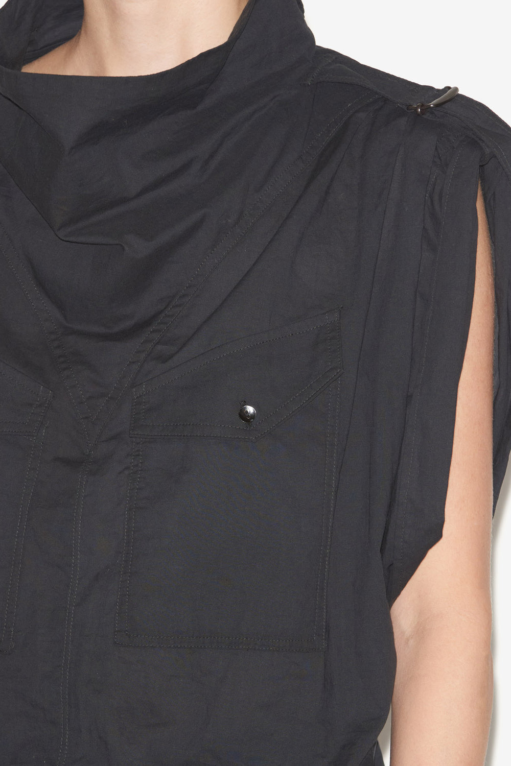 Top remea de inspiración aventurera de algodón orgánico liso - Negro - Woman - 3