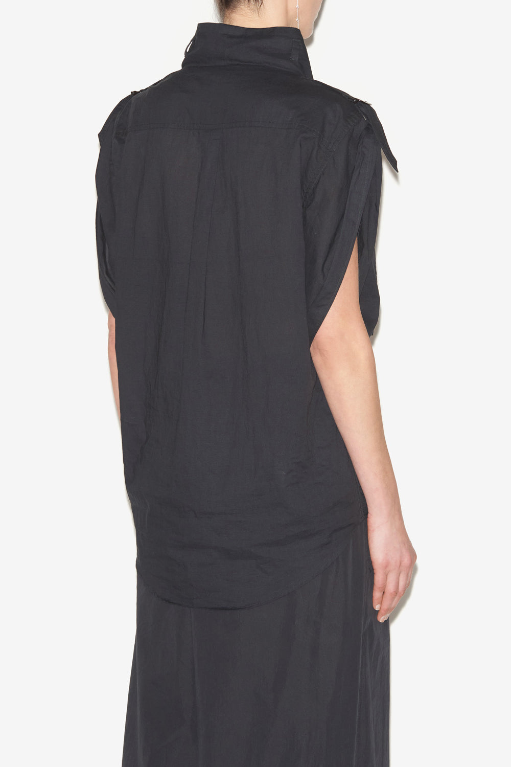 Top remea de inspiración aventurera de algodón orgánico liso - Negro - Woman - 5