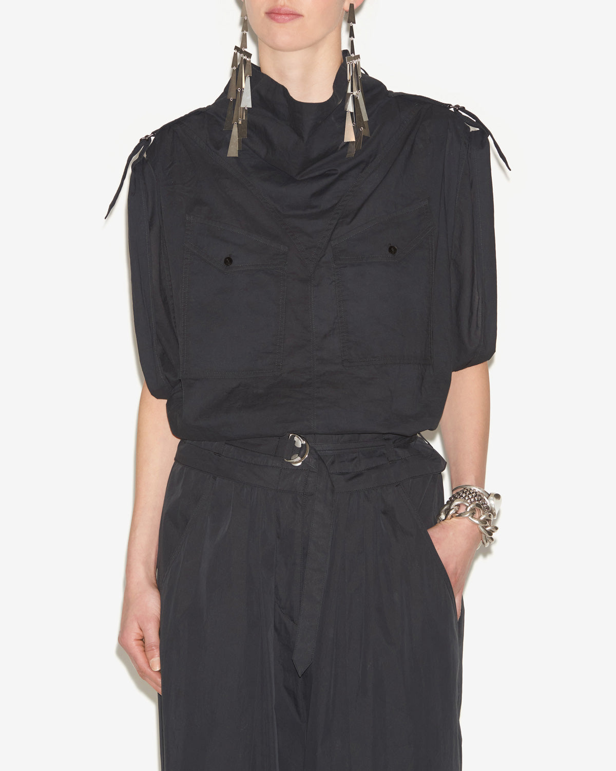 레메아(remea) 플레인 오가닉 코튼 어드벤처 인스피레이션 탑 - 검은색 - Woman - 3