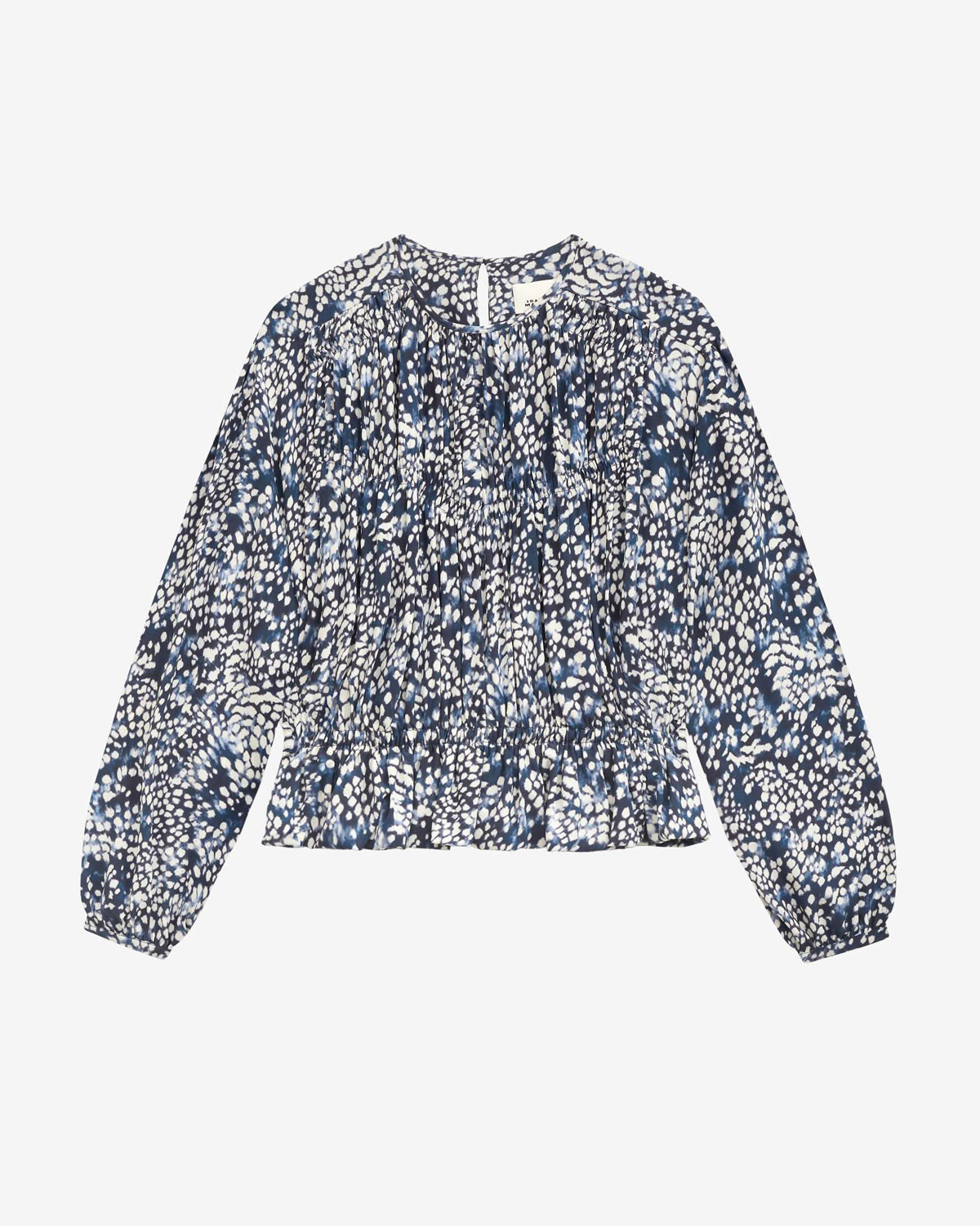 Gelina blouse in printed and gathered crêpe de chine - Midnight-white - Woman - 5