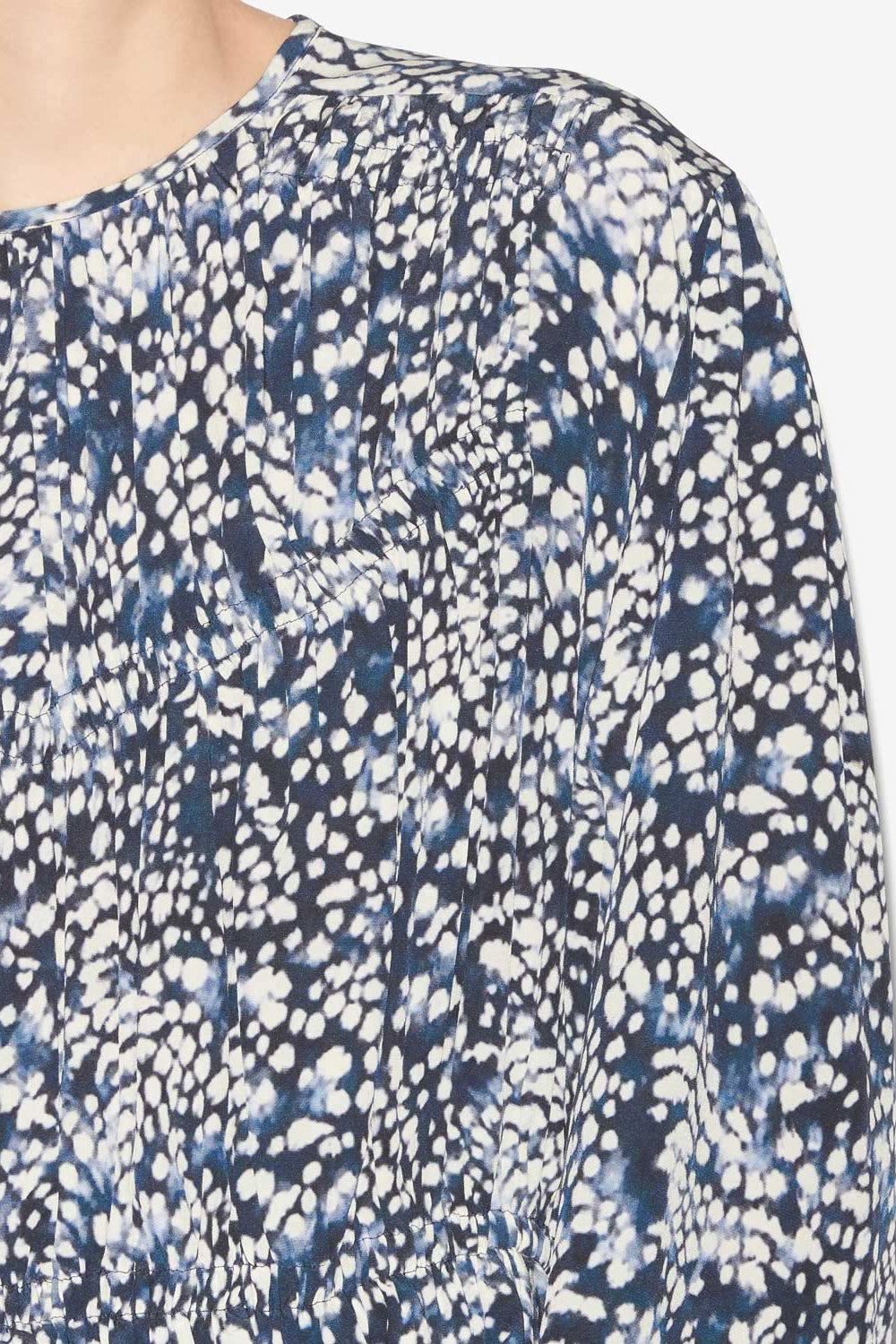 Blusa gelina de crepé de china estampado y fruncido - Midnight-white - Woman - 3