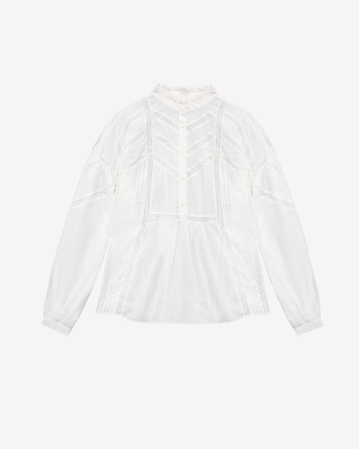 젤마(gelma) 플레인 코튼 보일 & 레이스 블라우스 - 하얀색 - Woman - 5