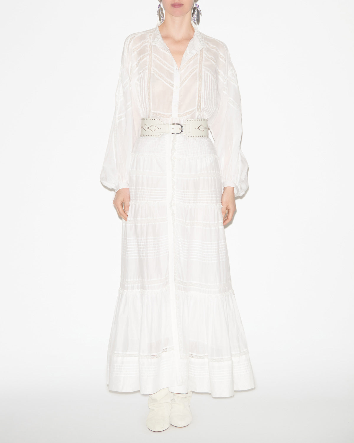 젤마(gelma) 플레인 코튼 보일 & 레이스 블라우스 - 하얀색 - Woman - 1