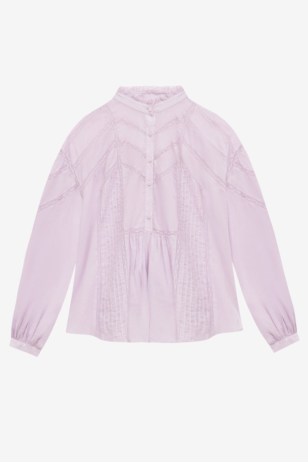 Gelma レース付き 無地コットンボイル ブラウス - Lilac - Woman - 1