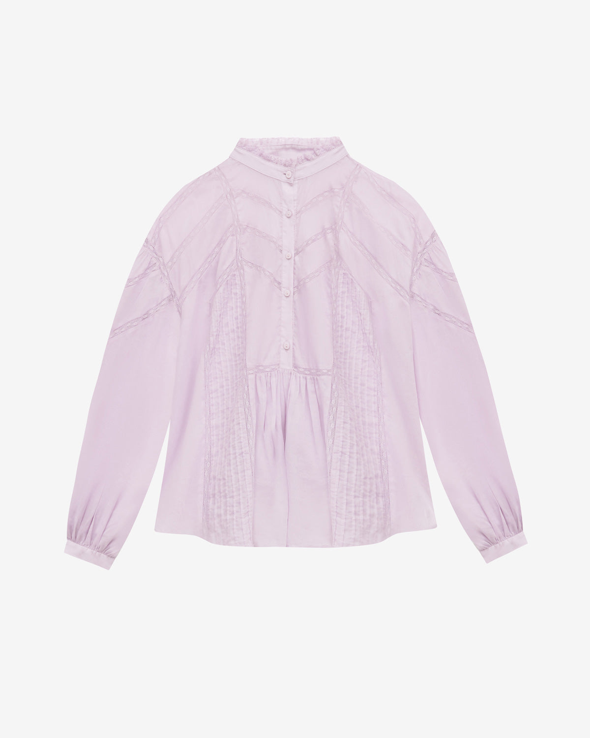 Blusa gelma in voile di cotone e pizzo tinta unita - Lilac - Woman - 5