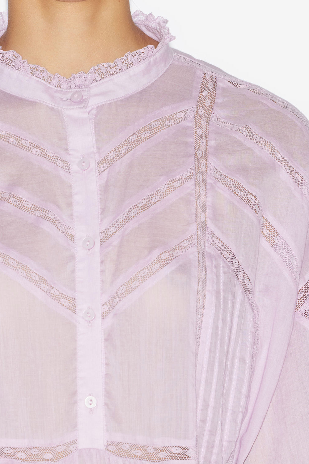 Gelma レース付き 無地コットンボイル ブラウス - Lilac - Woman - 3