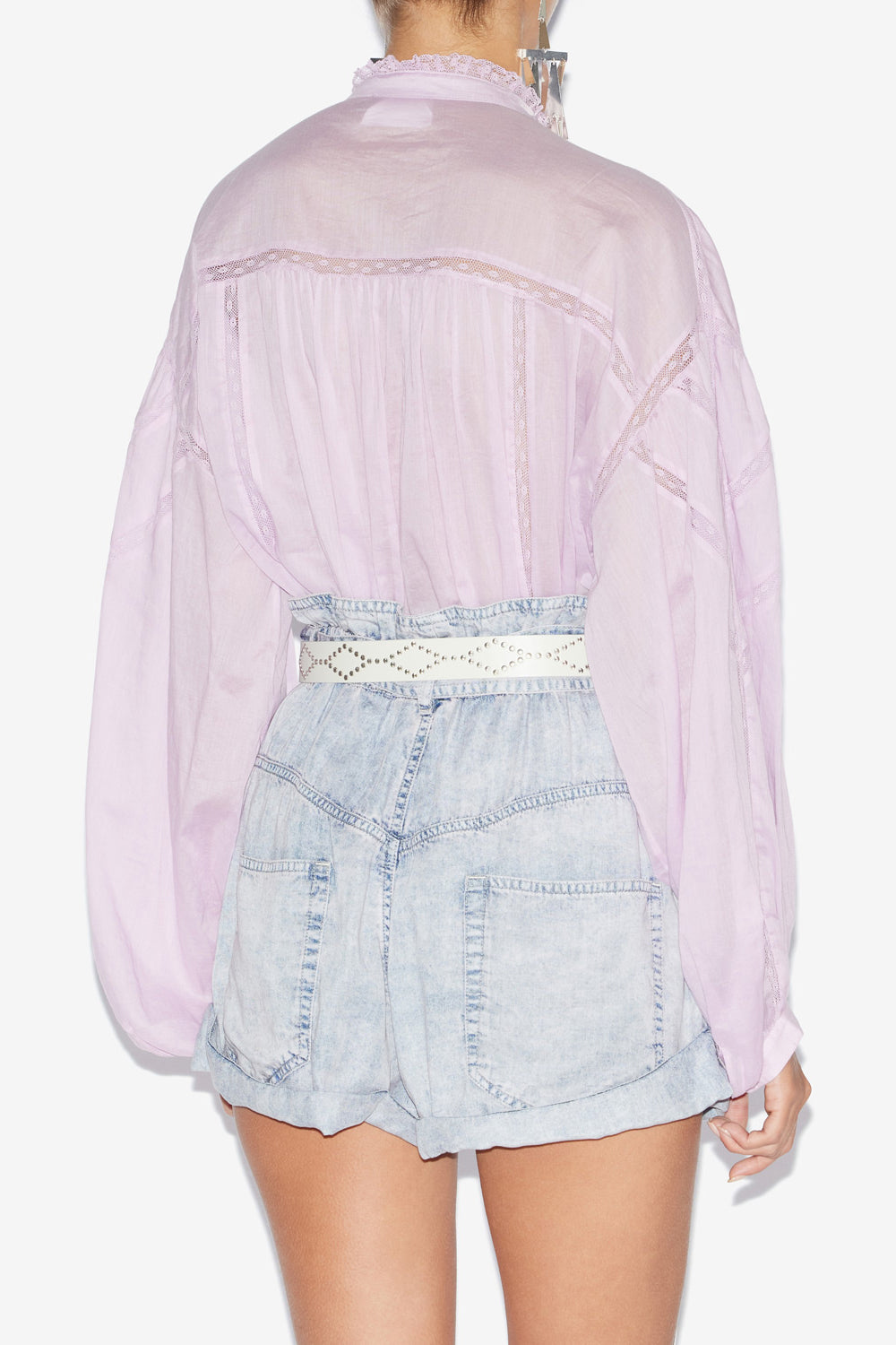 Gelma レース付き 無地コットンボイル ブラウス - Lilac - Woman - 5