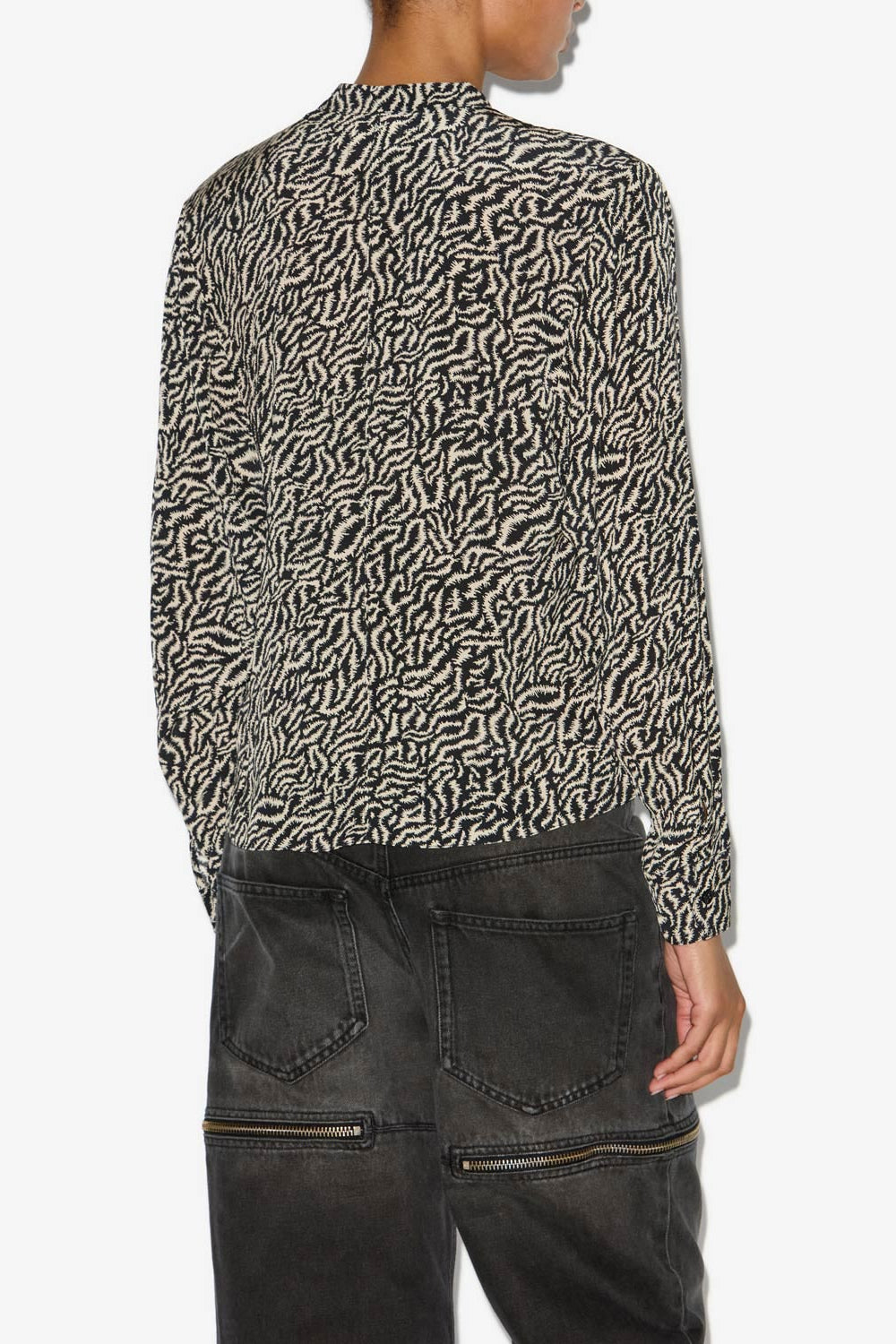 Blusa vilda fluida estampada - Ecru and black - Woman - 5