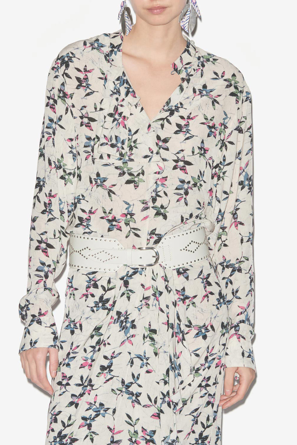 Blusa vilda fluida estampada - Ecru-midnight - Woman - 4