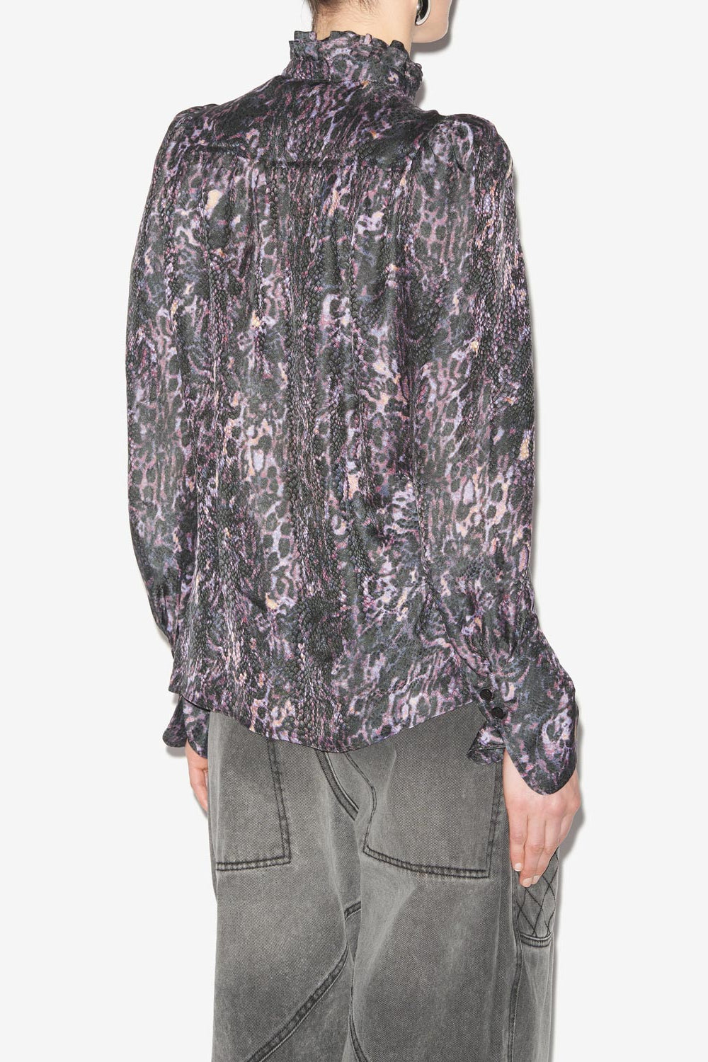 Blusa lamia fluida estampada - Dark plum - Woman - 5