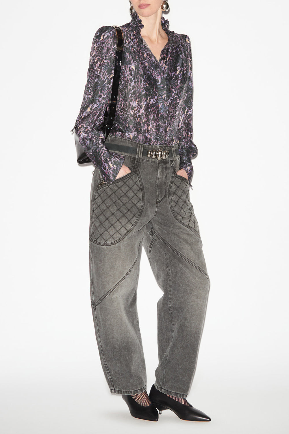 Blusa lamia fluida estampada - Dark plum - Woman - 2