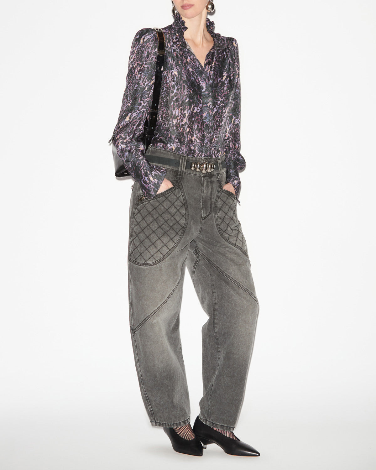 라미아(lamia) 플로위 프린트 블라우스 - Dark plum - Woman - 1